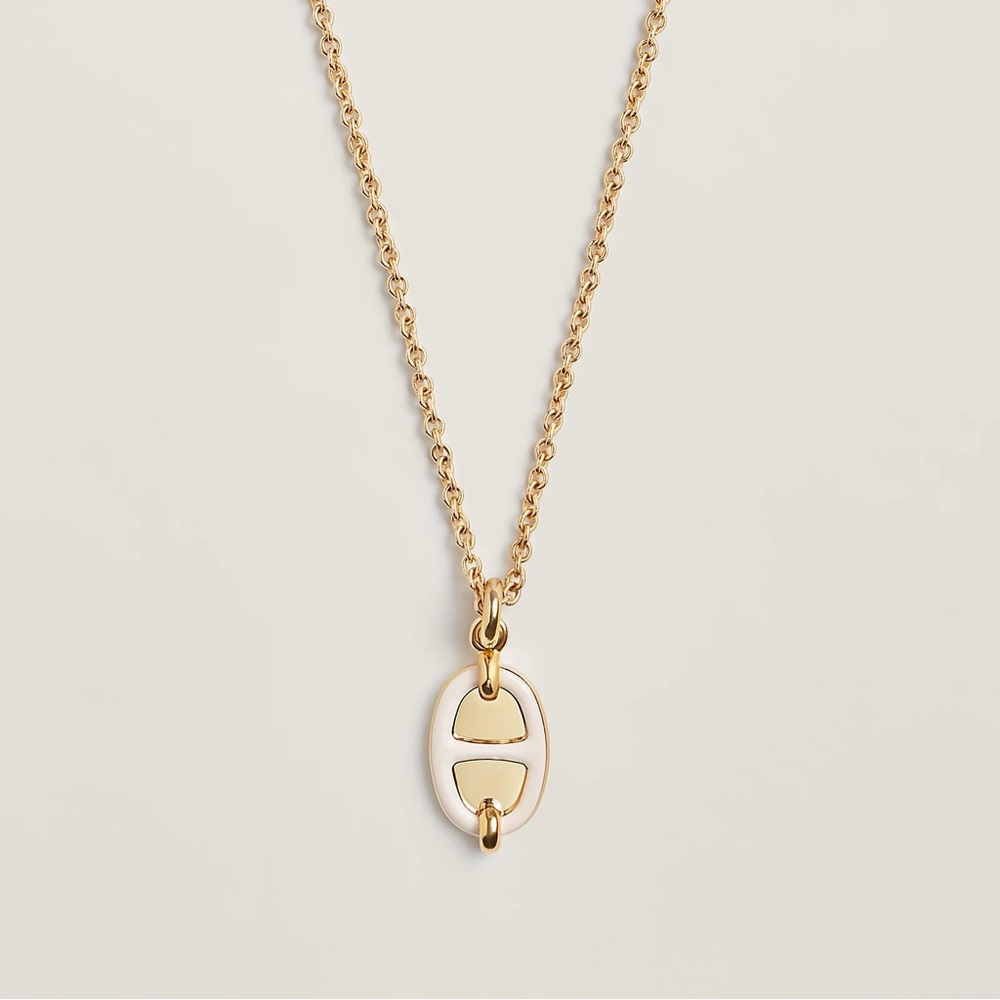Hermès necklace - Mini Maillon pendant, small model in crème color